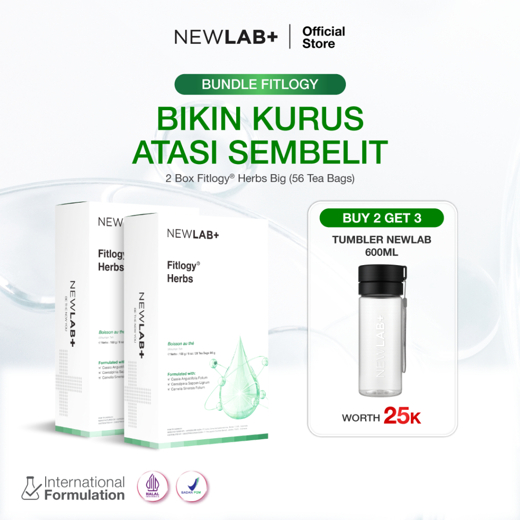 [BUY 2 GET 3] NEWLAB Paket 2 Box Fitlogy Tea Drink Free 1 Tumbler| Teh Detox Minuman Diet dan Pelang