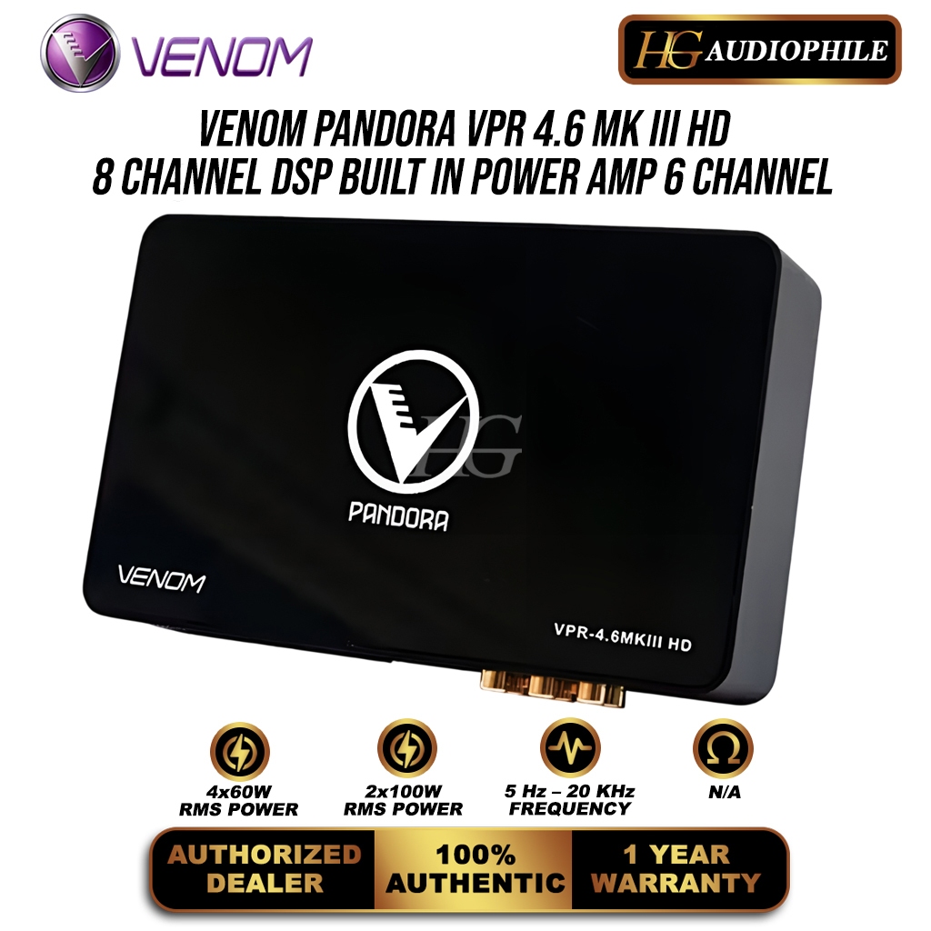 Venom Pandora VPR 4.6 MKIIIHD DSP Processor 8 Channel Built In Power Amplifier 6 Channel Plug And Pl