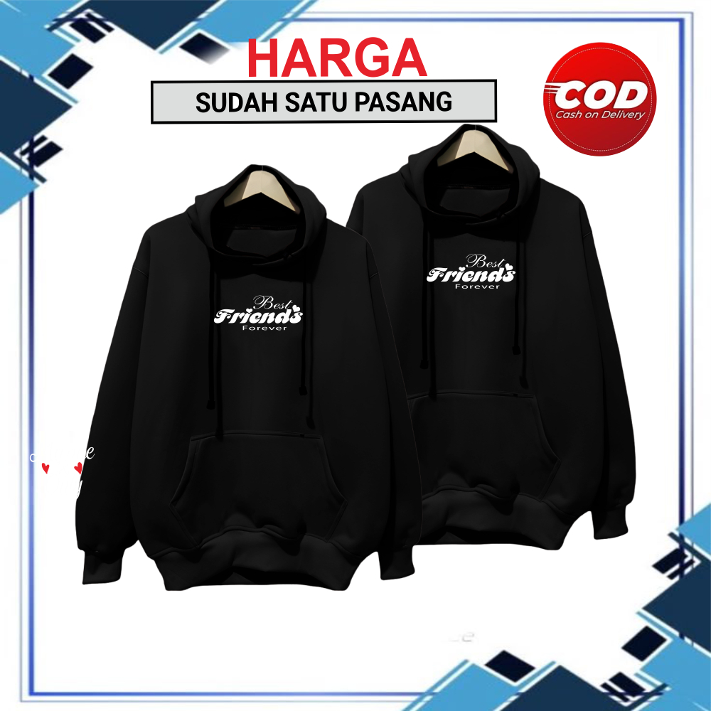 Hoodie Couple Sahabat Jaket Coupelan Warna Cream Bahan Katun Pakaian Pria Wanita