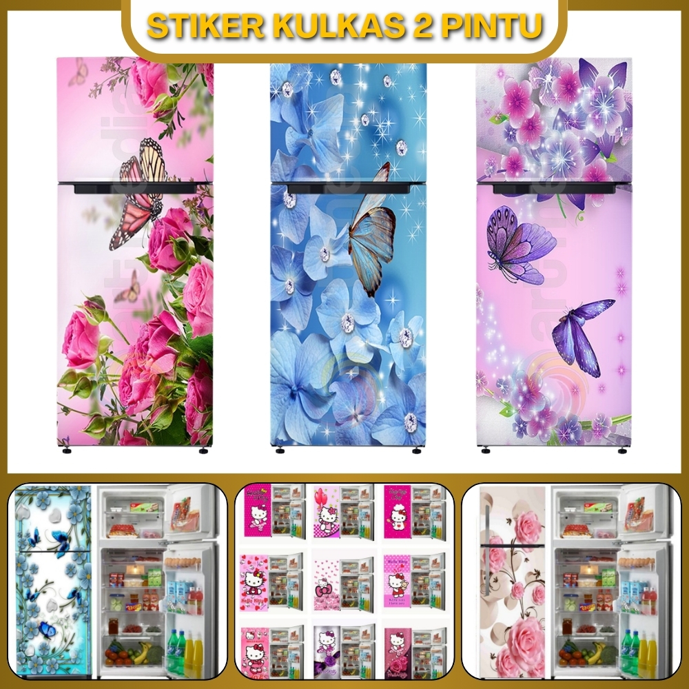 Stiker Kulkas 2 Pintu Estetik Stiker Kulkas Waterproof Stiker Kulkas Bahan Premium Stiker Kulkas Ful