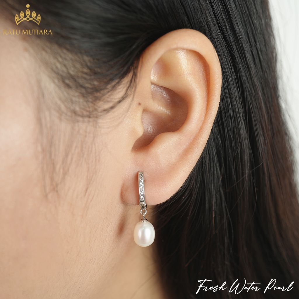 Anting Klip Mutiara Air Tawar Asli SIlver S925
