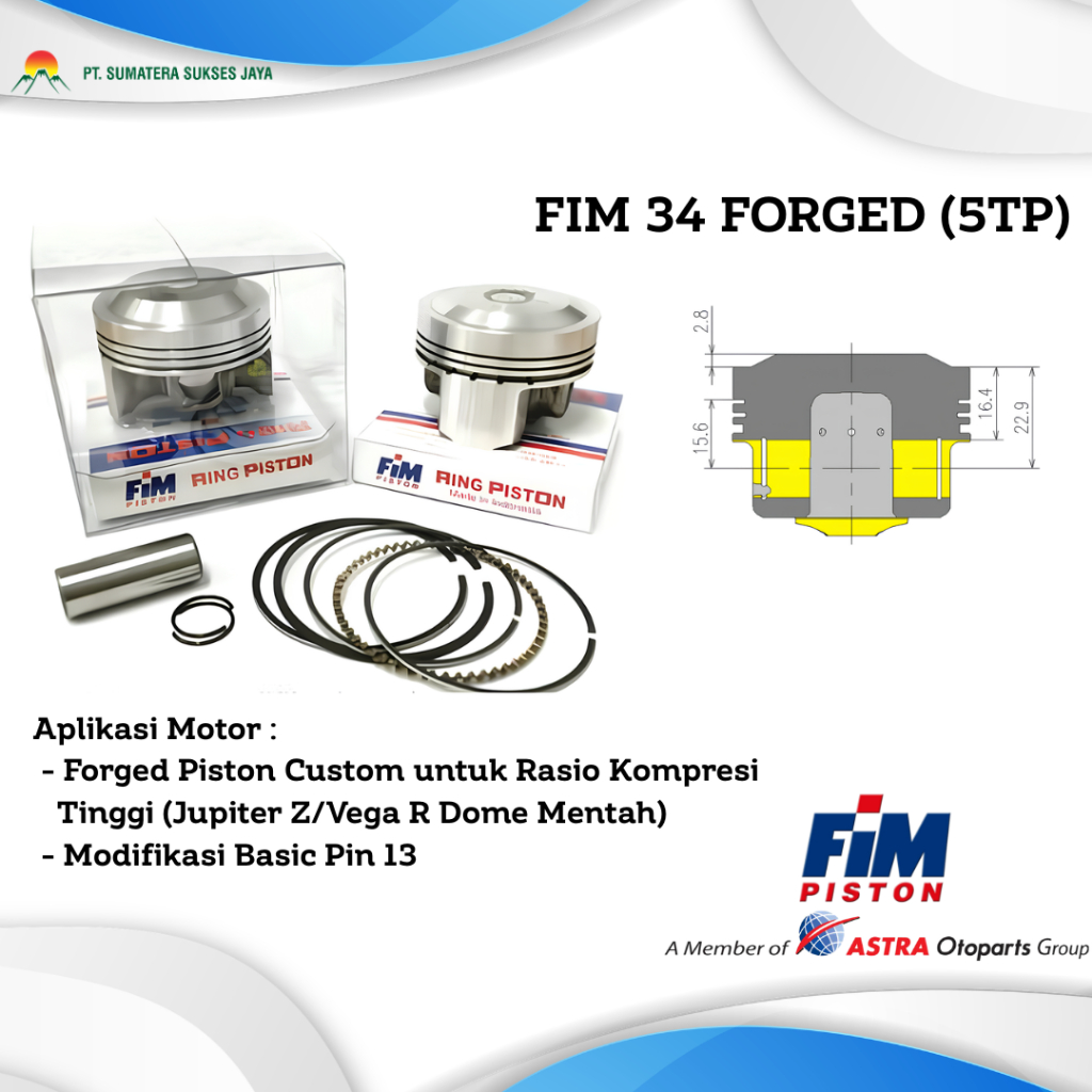 PISTON FIM 34N Custome Dome Forging Yamaha Jupiter Z