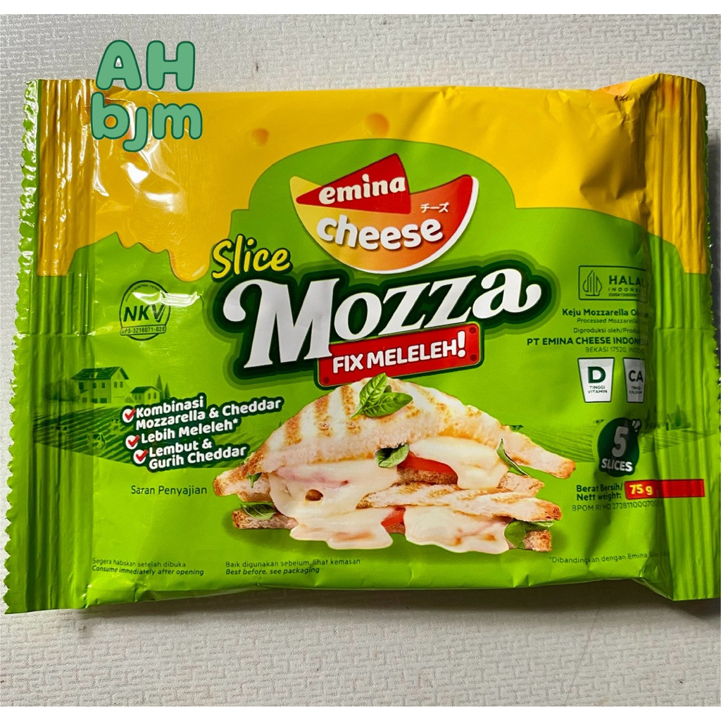 emina Slice Cheese Mozza / keju mozarella lembaran 5 x 15 g