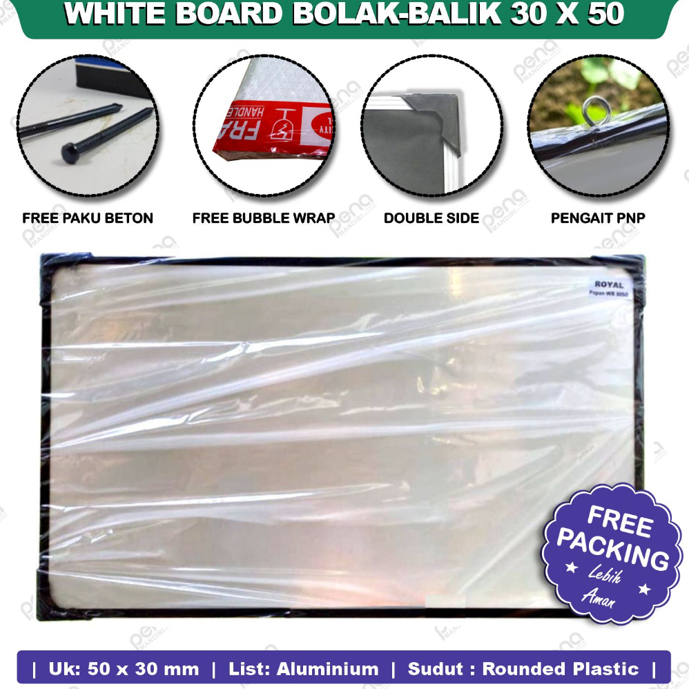 Papan Tulis Whiteboard 30x50 Premium