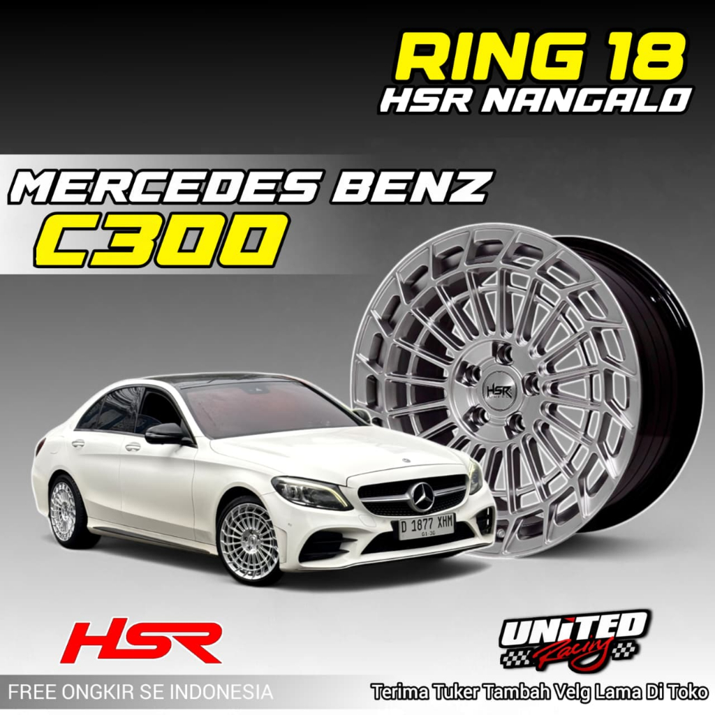 Velg Mobil HSR NANGALO R18 Pcd 5x112 Hyper Silver Untuk Mercy C300, AUDI Ring 18