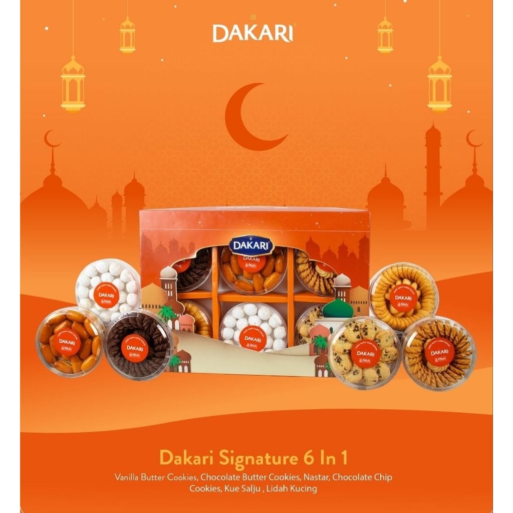 Parcel Ramadan Hampers Lebaran Cookies DAKARI Gift Set ( 6 Toples )