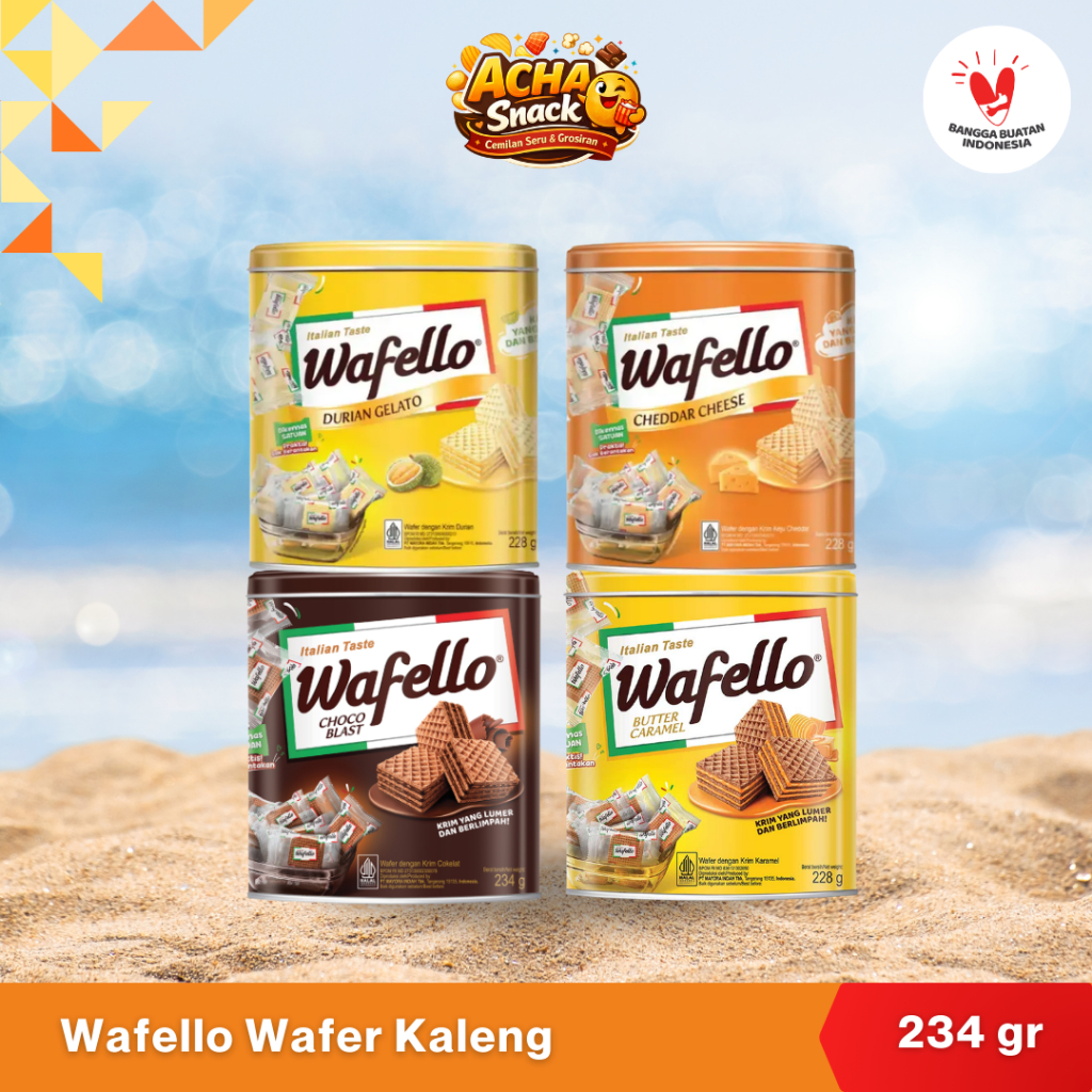Wafello Wafer Kaleng 234gr | Wafer Renyah Isi Krim | Harga Ecer & Grosir