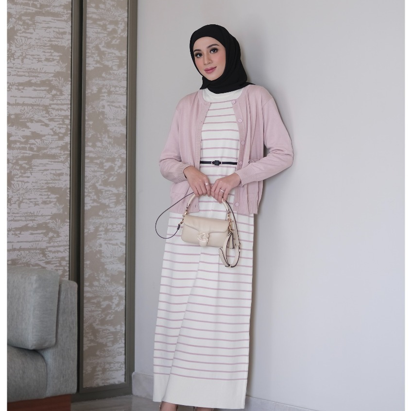 Long Dress Rajut Premium Basic Inner Span Strip Tanpa Lengan - 3 ukuran