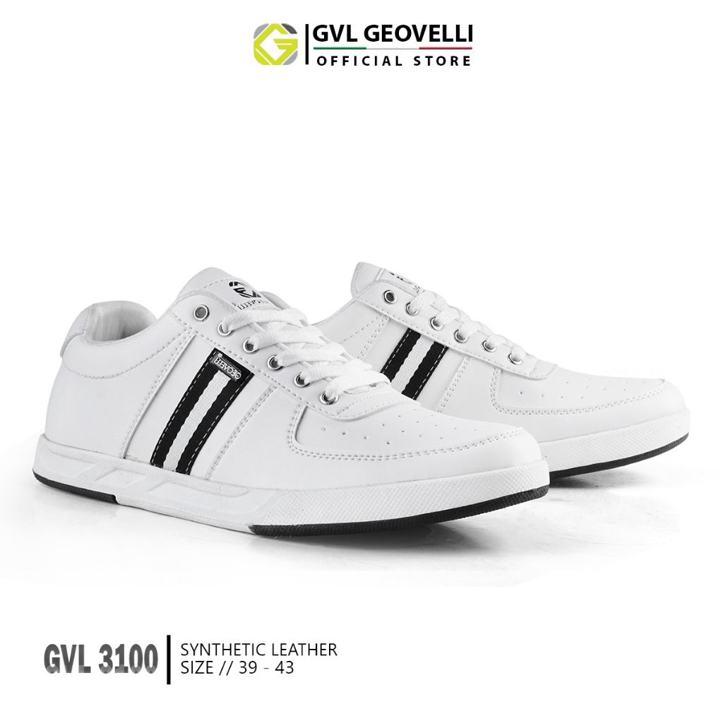 GVL Geovelli Koleksi Sepatu Sneakers Casual Pria Warna Putih