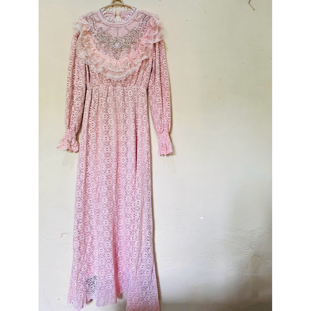 Gamis brukat vns princess cantik pink salem