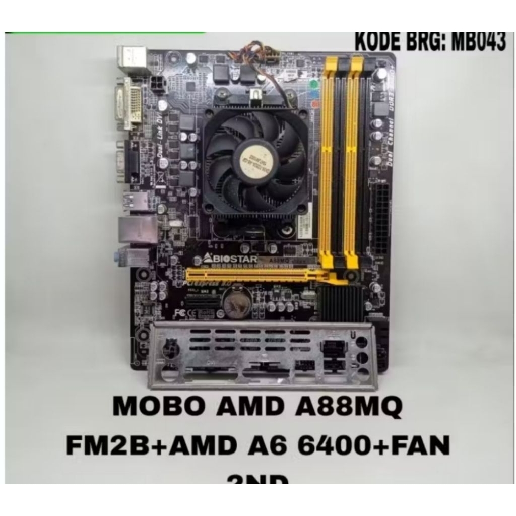 Paket mobo AMD A88MQ FM2b + Proc AMD A6 6400 + Fan