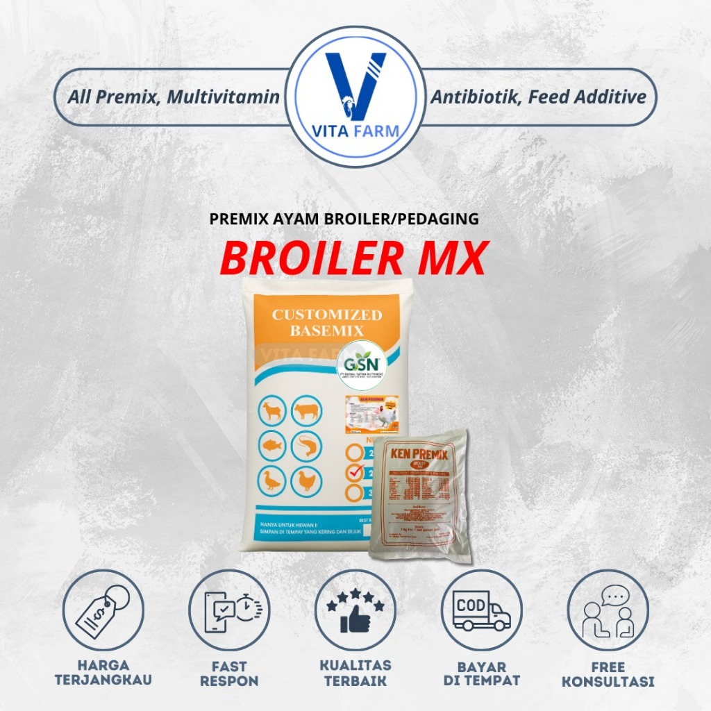BROILER MX Vitamin Ayam Pedaging - Suplemen Pertumbuhan & Penggemuk Ayam Broiler Cepat Panen