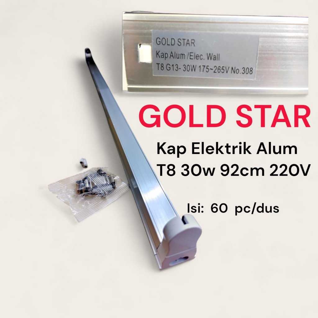 KAP Lampu Elektrik Gold Star Untuk Lampu Neon T8 30w / Rumah Lampu Panjang