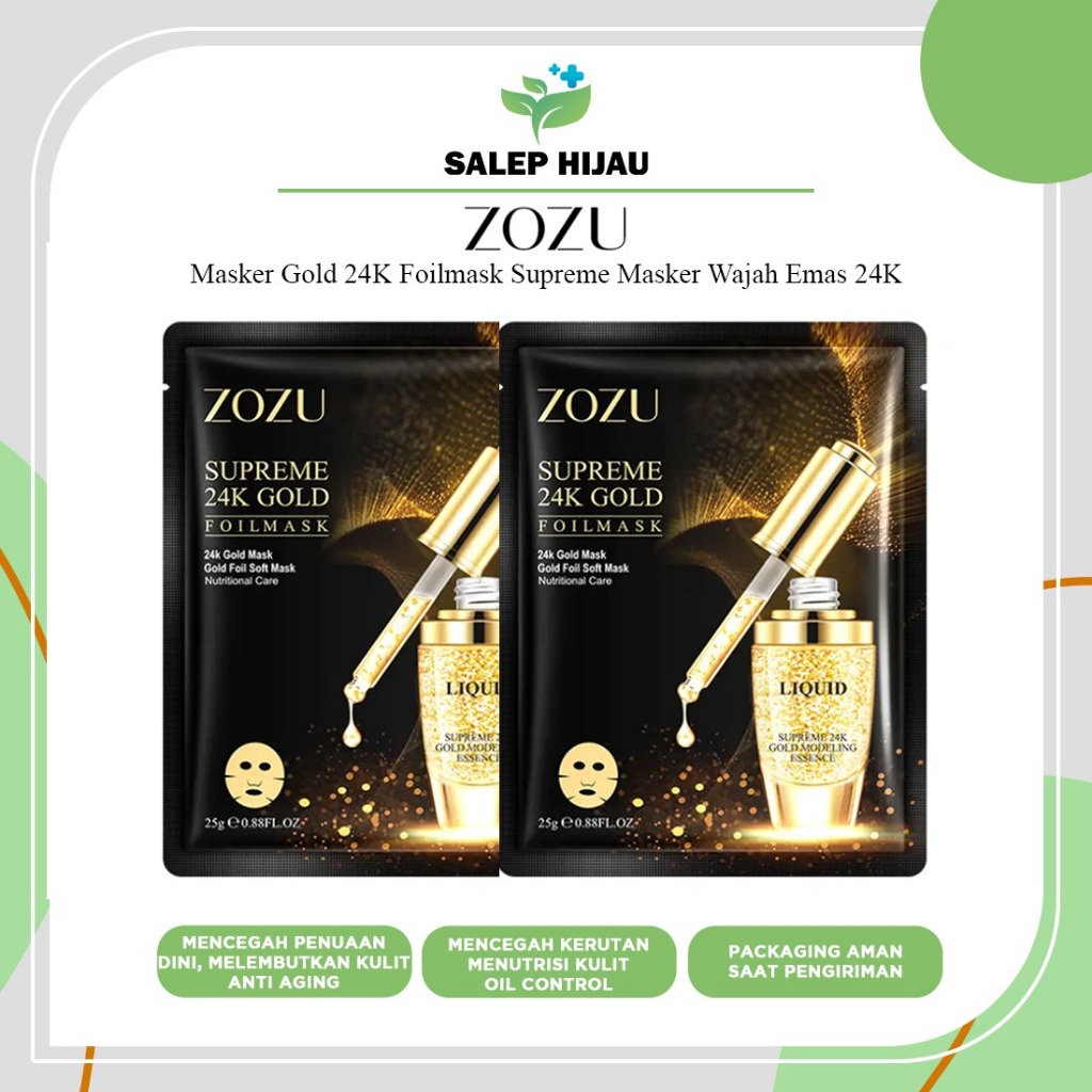 MASKER WAJAH ZOZU SUPREME 24K GOLD / SHEET MASK ( MASKER EMAS PREMIUM ORIGINAL ) GLOWING 18487