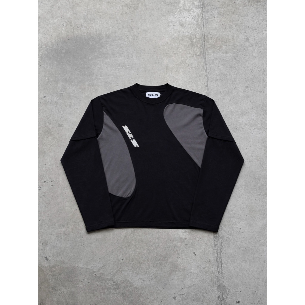 SHE LOVES SPRING "SONATA" BLACK BOXY DOUBLE LAYER LONG SLEEVE