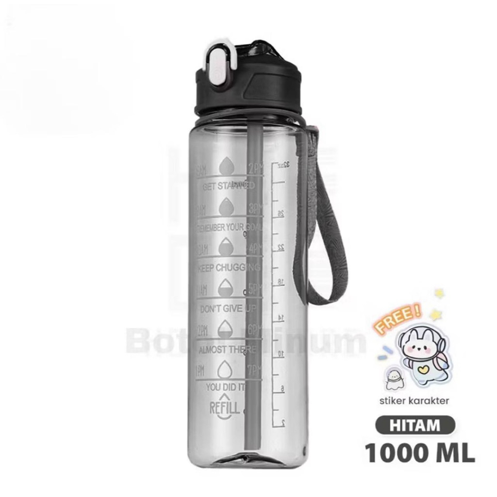 BOTOL MINUM 1 LITER BENING TRANSPARAN / BOTOL AIR MINUM ANAK SEKOLAH SEDOTAN ANTI BOCOR