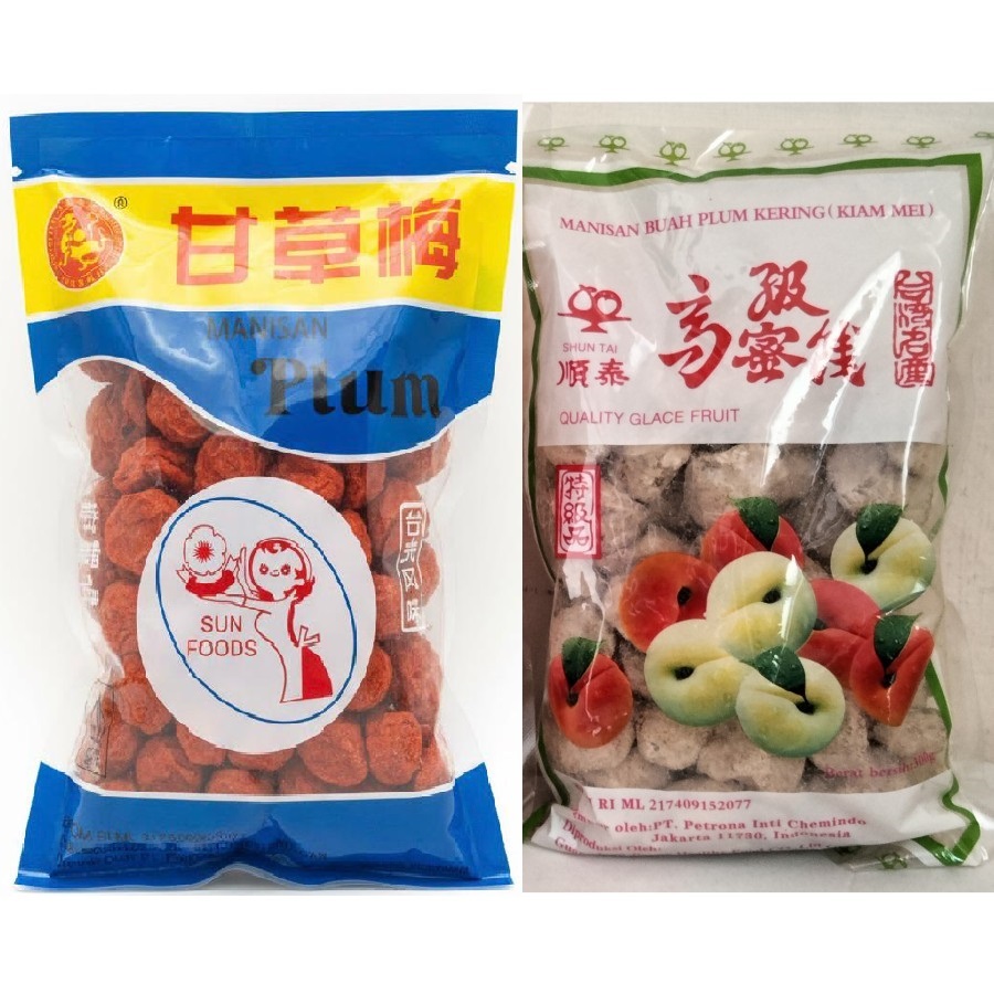 Manisan Buah Plum Kering Kiam mei 300gr Kiamboi Putih Kiamboi Merah Asinan Buah Plum Kering