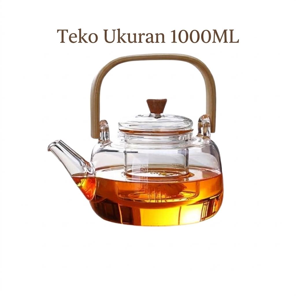 Teko Kaca Tahan Panas Teapot Kaca Saringan Rempah Pitcher Teh Chinese Teapot Ceret Masak Kopi Saske