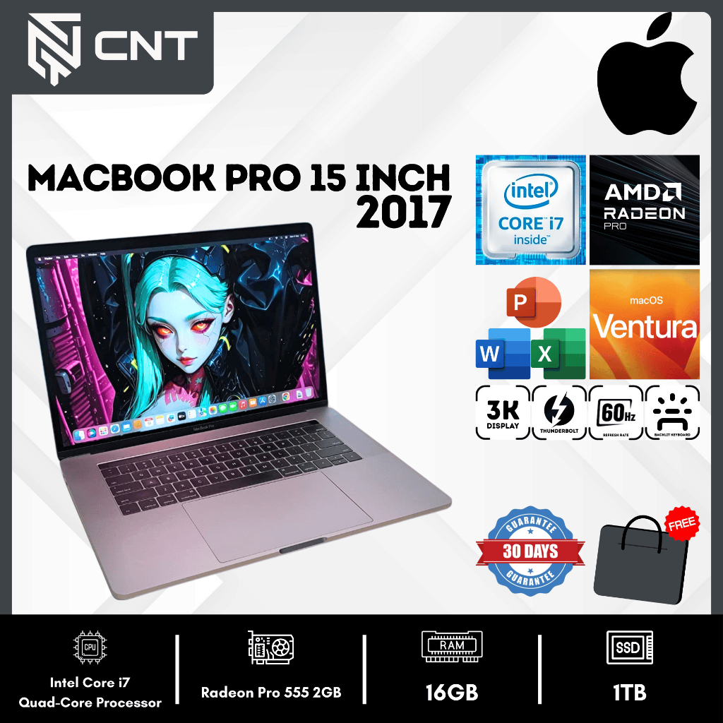 MACBOOK PRO 15" 2017 CORE i7 (16/1TB) RADEON PRO 555 TOUCHBAR