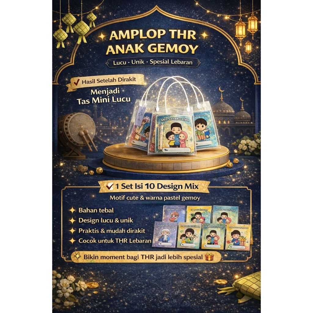 Amplop Lebaran Viral  | Amplop THR Kekinian | Souvenir Idul Fitri Unik & Lucu untuk Anak dan Keluarg