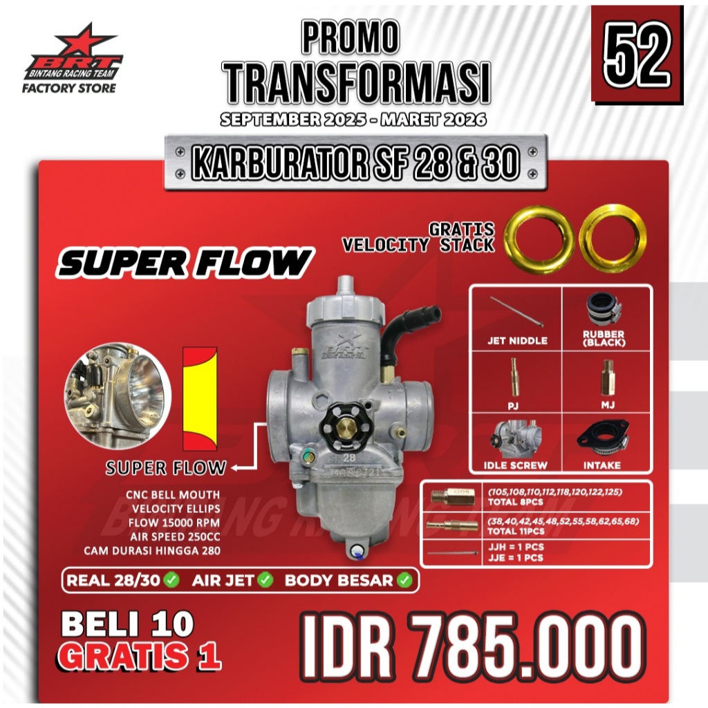 Super Flow BRT Karburator Karbu SF 28 SF 30