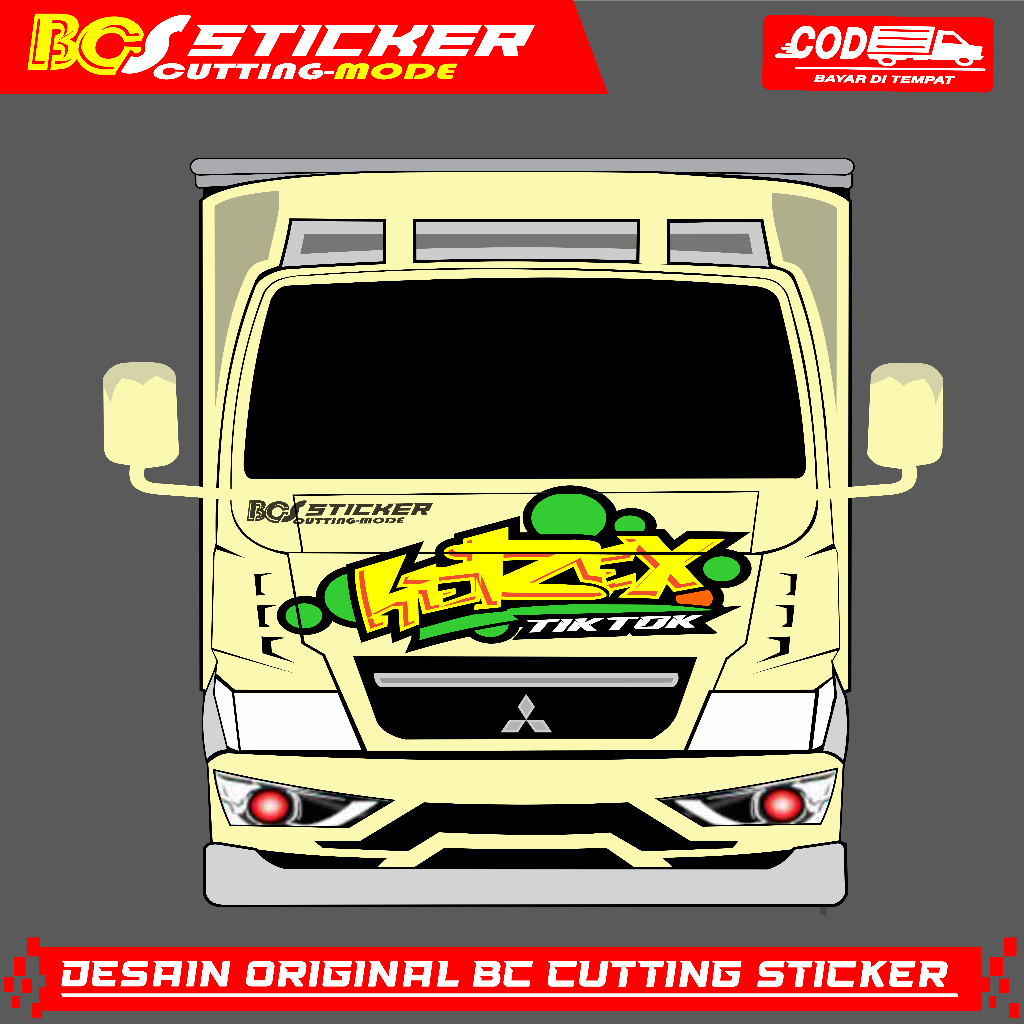 Stiker Kabin Depan Truk Canter-Stiker Kaca Depan Truk Canter-Stiker HEREX TIKTOK-Stiker Bebas Reques