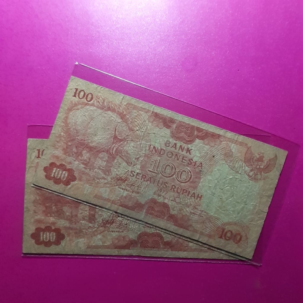 uang kuno 100 rupiah badak 1977