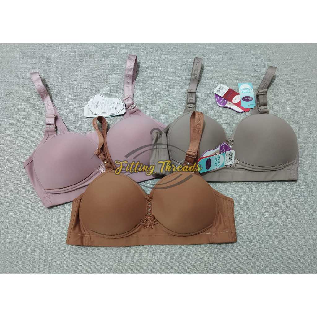 BH Busa Tanpa Kawat Piaoli Kancing 3 / Bra Piaoli Polos JUMBO / Bra Piaoli Kait 3