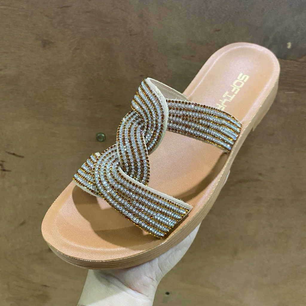 SOFIYA - 2212-8 - SANDAL SOFIYA FLAT WANITA - SANDAL GLITTER SOFIYA WANITA
