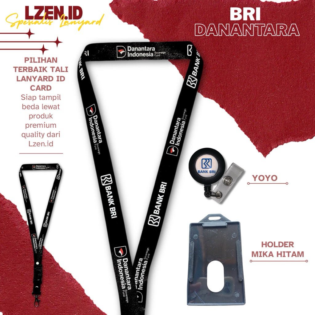 READY STOCK!! LANYARD GANTUNGAN BRI DANANTARA HITAM TERBARU | TALI GANTUNGAN ID CARD BRI DANANTARA H