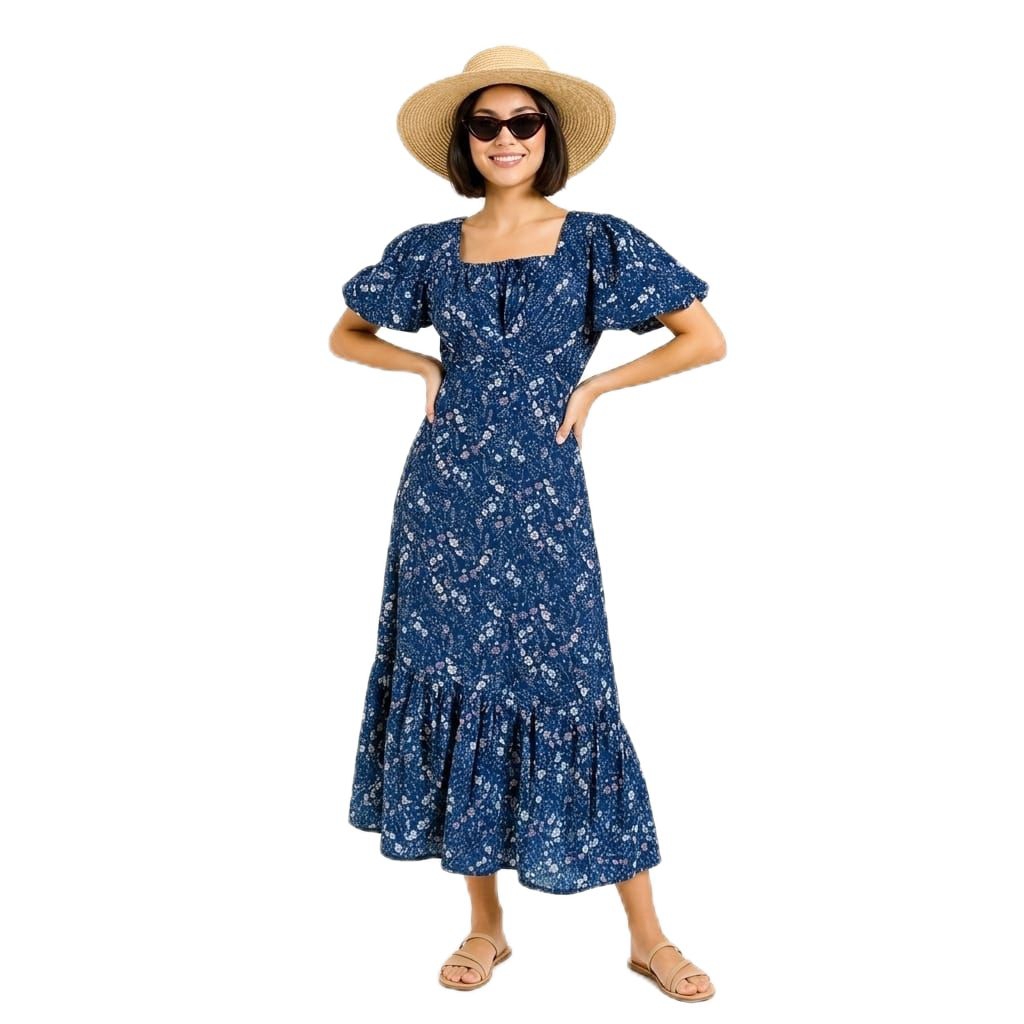 Floral Dress Premium Import BKK Motif Bunga Rayon Premium Elegan