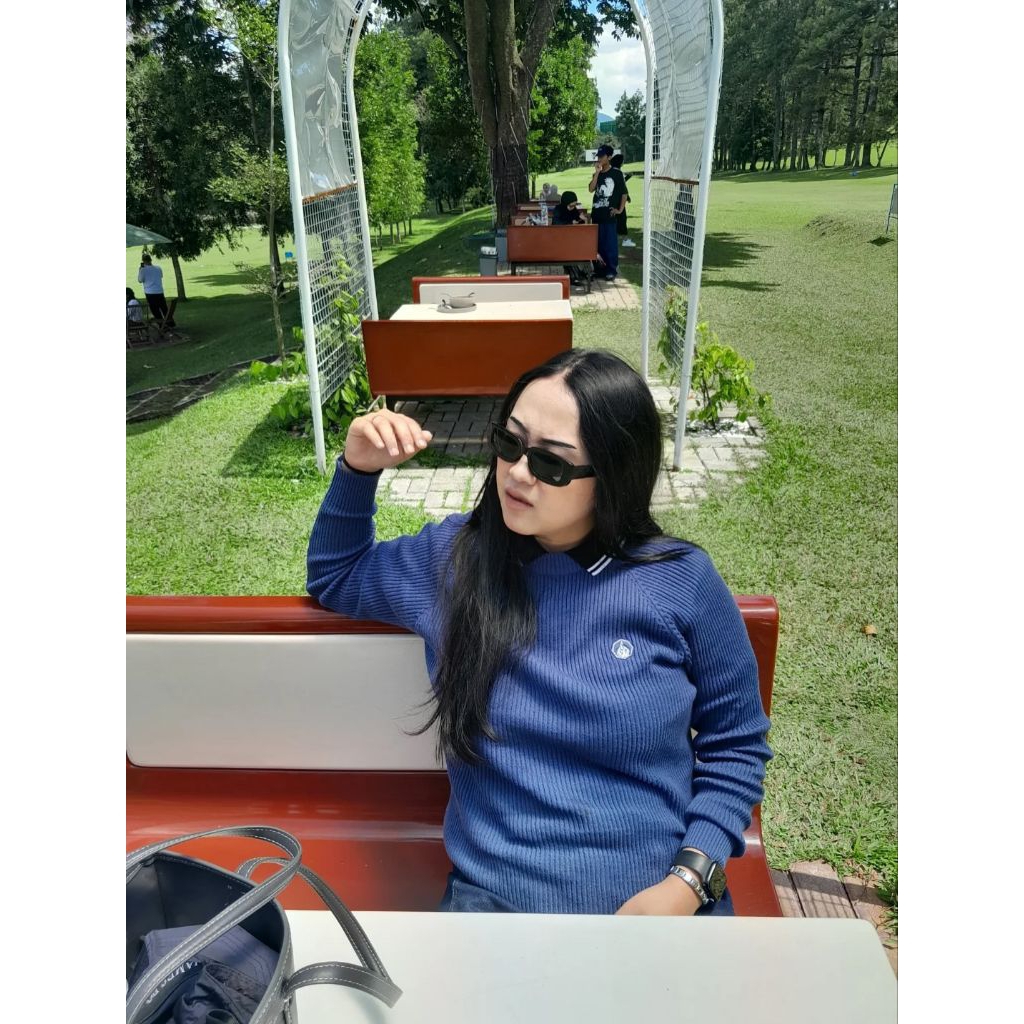 Prung Seker BD Crewknit Sweater Rajut Warna Biru Denim