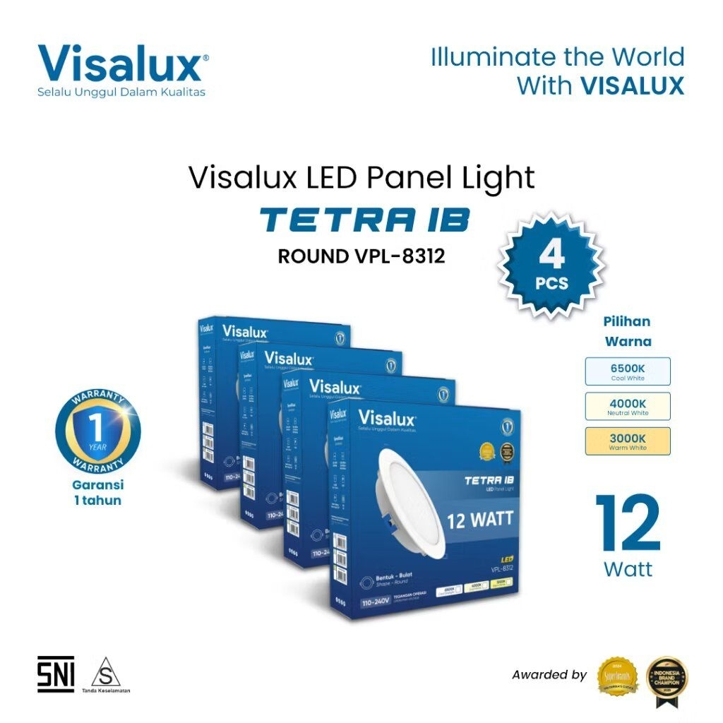 Visalux Tetra LED Panel Light InbowBundling Paket 4 pcs Lampu Plafon Rumah Downlight