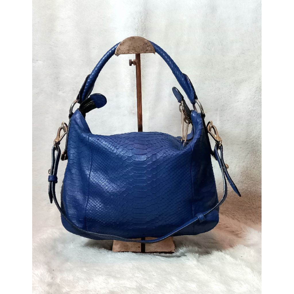 Preloved Second Original Burbur Burberry* Shoulder Bag Real Phyton Skin