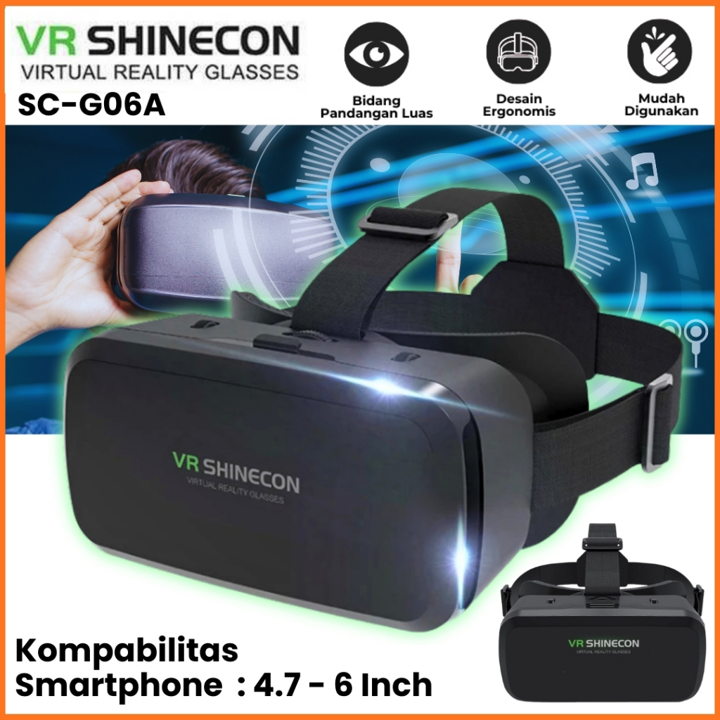 MS Shinecon VR Box Virtual Reality 3D IMAX Giant Screen Glasses Kacamata Vr 360 Untuk Game Film Smar