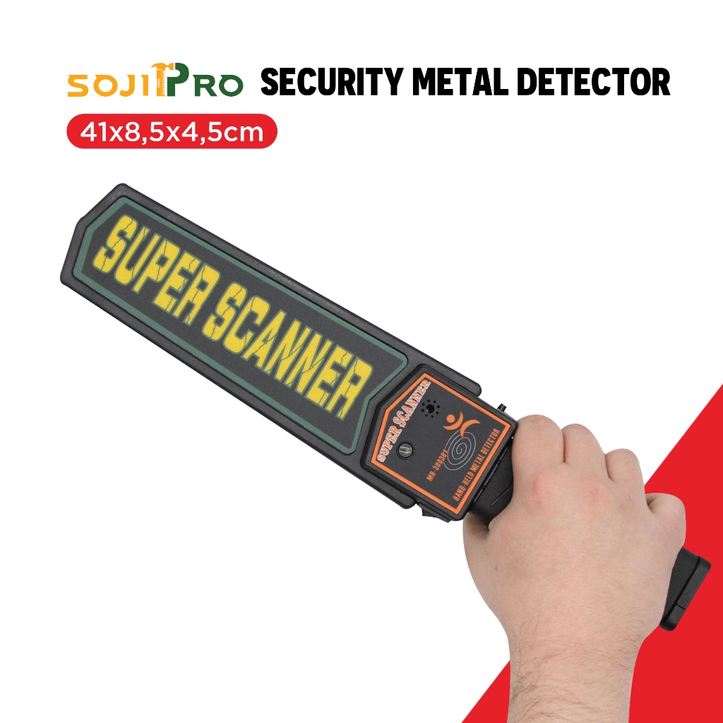 Sojipro Security Metal Detector Super Scanner Handheld Metal Alat Deteksi Logam Body Checker 41x8,5x