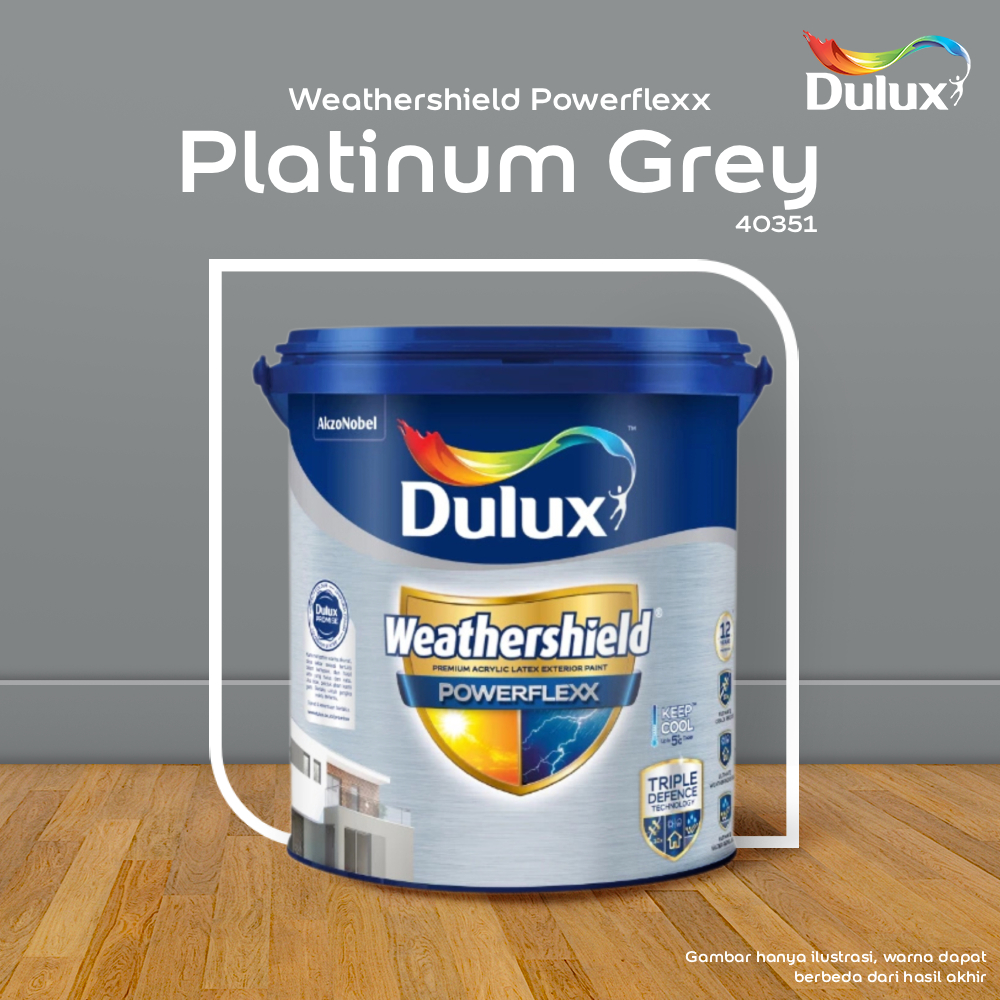 CAT TEMBOK PLATINUM GREY DULUX WEATHERSHIELD POWERFLEXX - 20 LITER CAT PLATINUM GREY 40351 CAT TEMBO