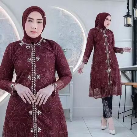 Kebaya Tunik Tille Payet Mewah / Kebaya Kondangan Ibu Besan