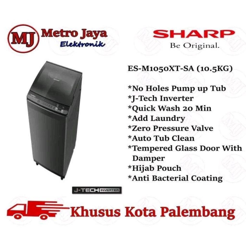 MESIN CUCI 1 TABUNG SHARP ESM 1050 XT 10.5KG TOP LOADING INVERTER