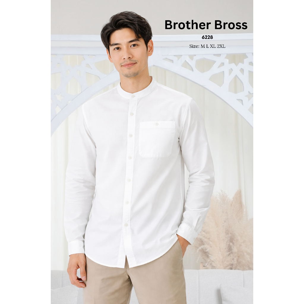 BROTHER BROSS Kurta Panjang Katun Pria Khusus Warna Putih Size (M-2XL) 6228