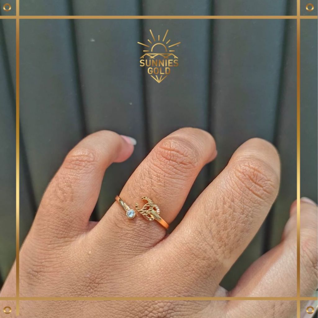 CINCIN WANITA EMAS ASLI KADAR 6K DAN 8K CINCIN ADJUSTMENT EMAS ASLI ELEGANT SIMPLE SUNNIES GOLD - CK