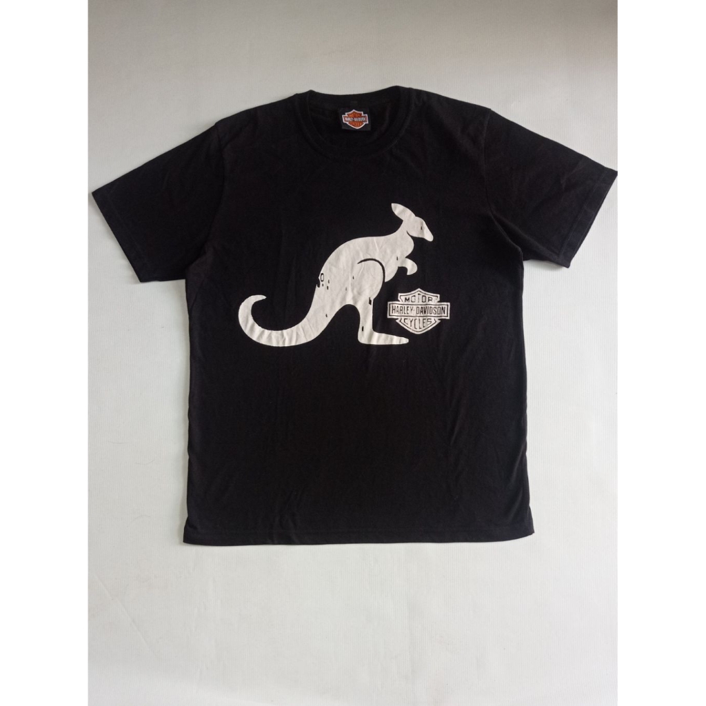 Kaos Harley Davidson Australia Kangguru Black Hitam Art Print Size M Second Brand Harley Davidson