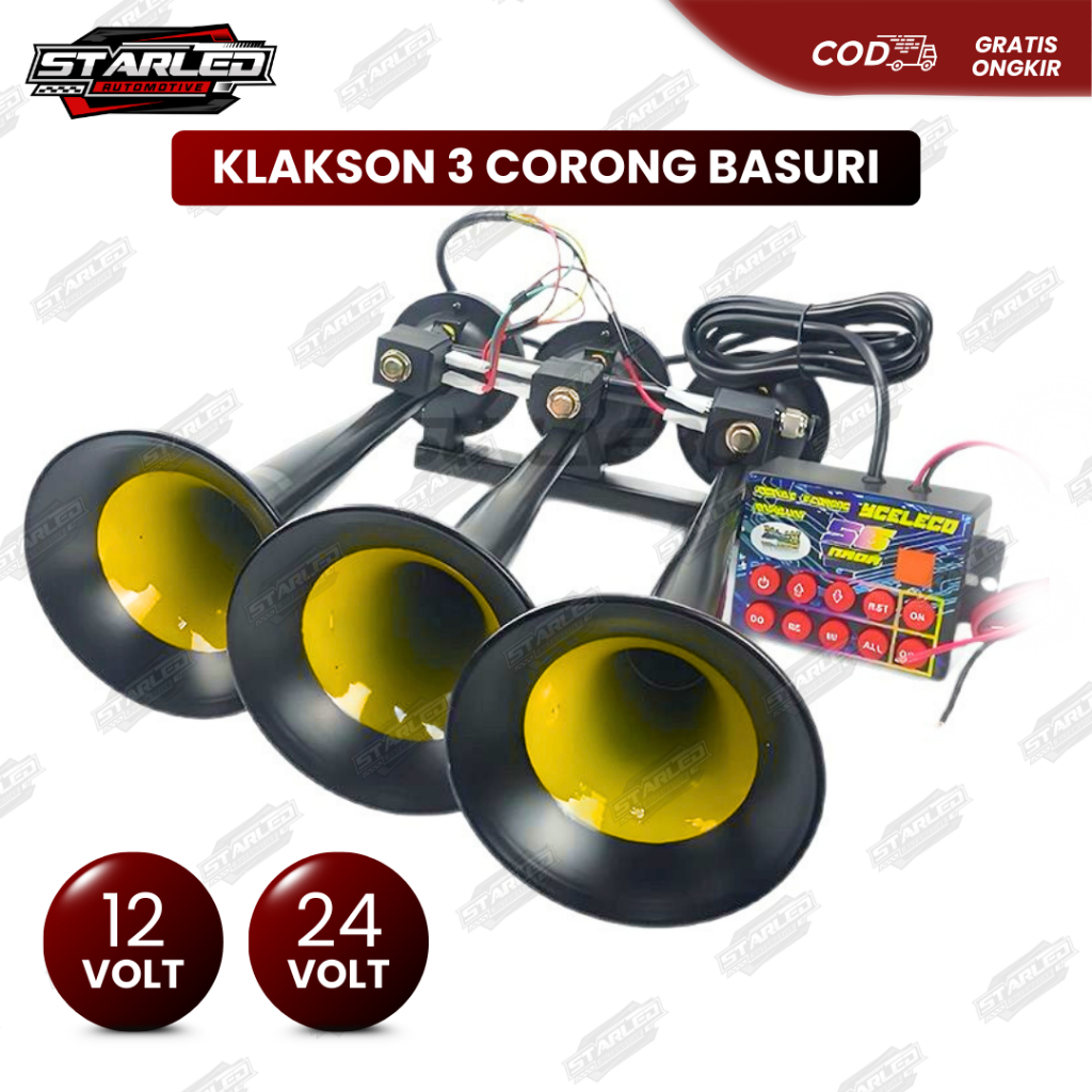 Klakson Telolet 3 Corong Basuri Modul Telolet dan Modul 56 Nada 12V-24V