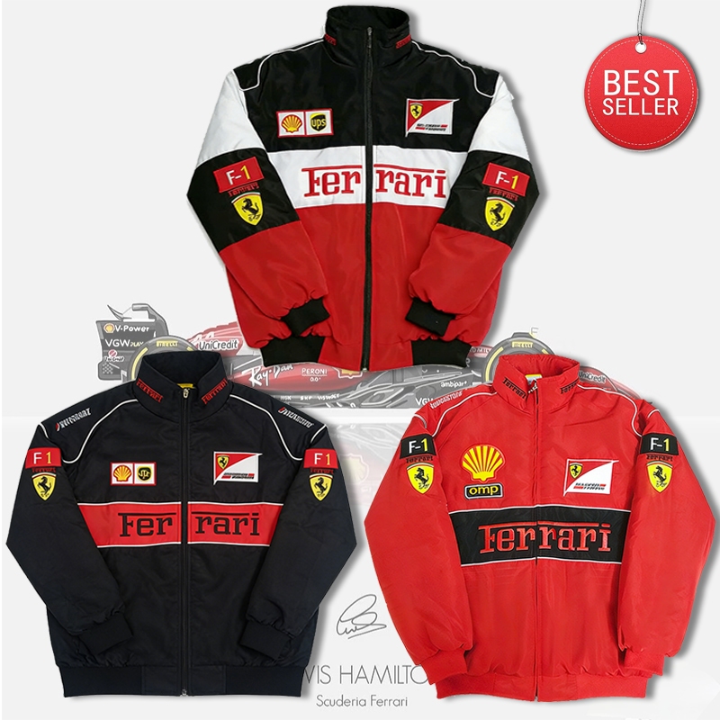 (Ready Stock)SUNSHY Jaket Parasut Olahraga Wanita Ferrari F1 Vintage Bordir  Premium Jacket Unisex W