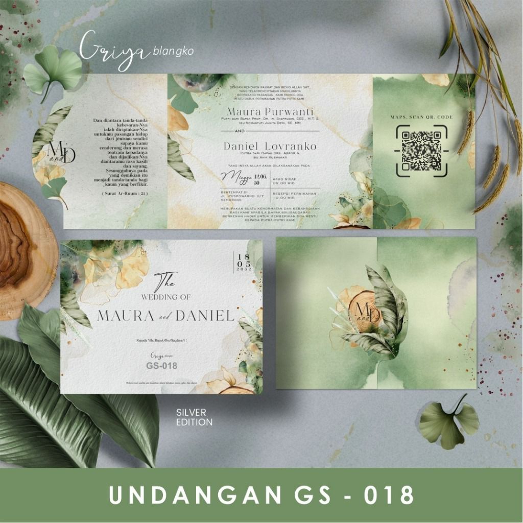 CETAK UNDANGAN GRIYA MODEL LIPAT TIGA RUSTIC GS018 | PADANG INVITATION
