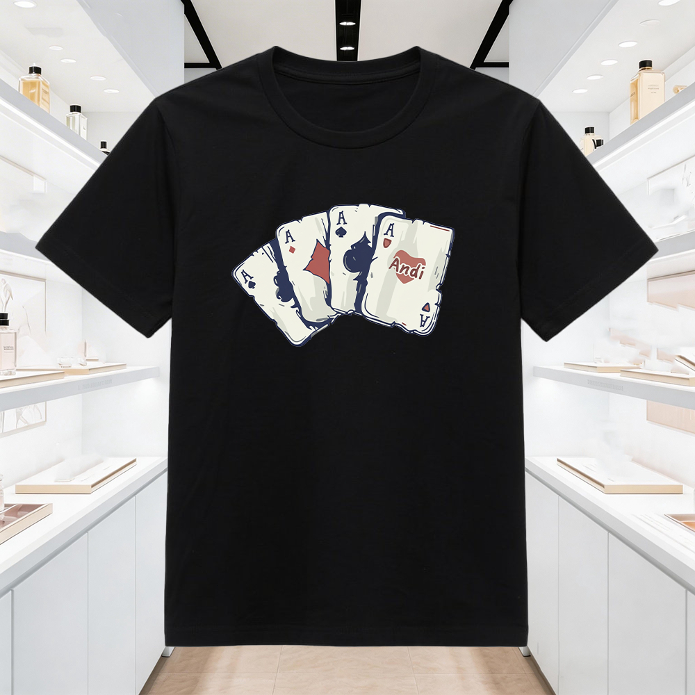 Kaos Distro Motif Kartu Remi / Poker - Kaos Polos Katun Combed 280gsm Tebal, Unisex S-5XL Lengan Pen