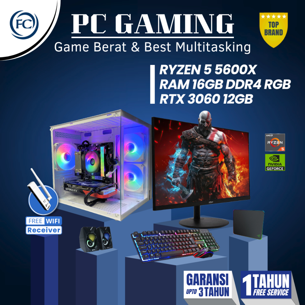 PC GAMING / DESIGN / LIVESTREAMING RYZEN 5 5600X 16GB RTX 3060 12GB FULLSET