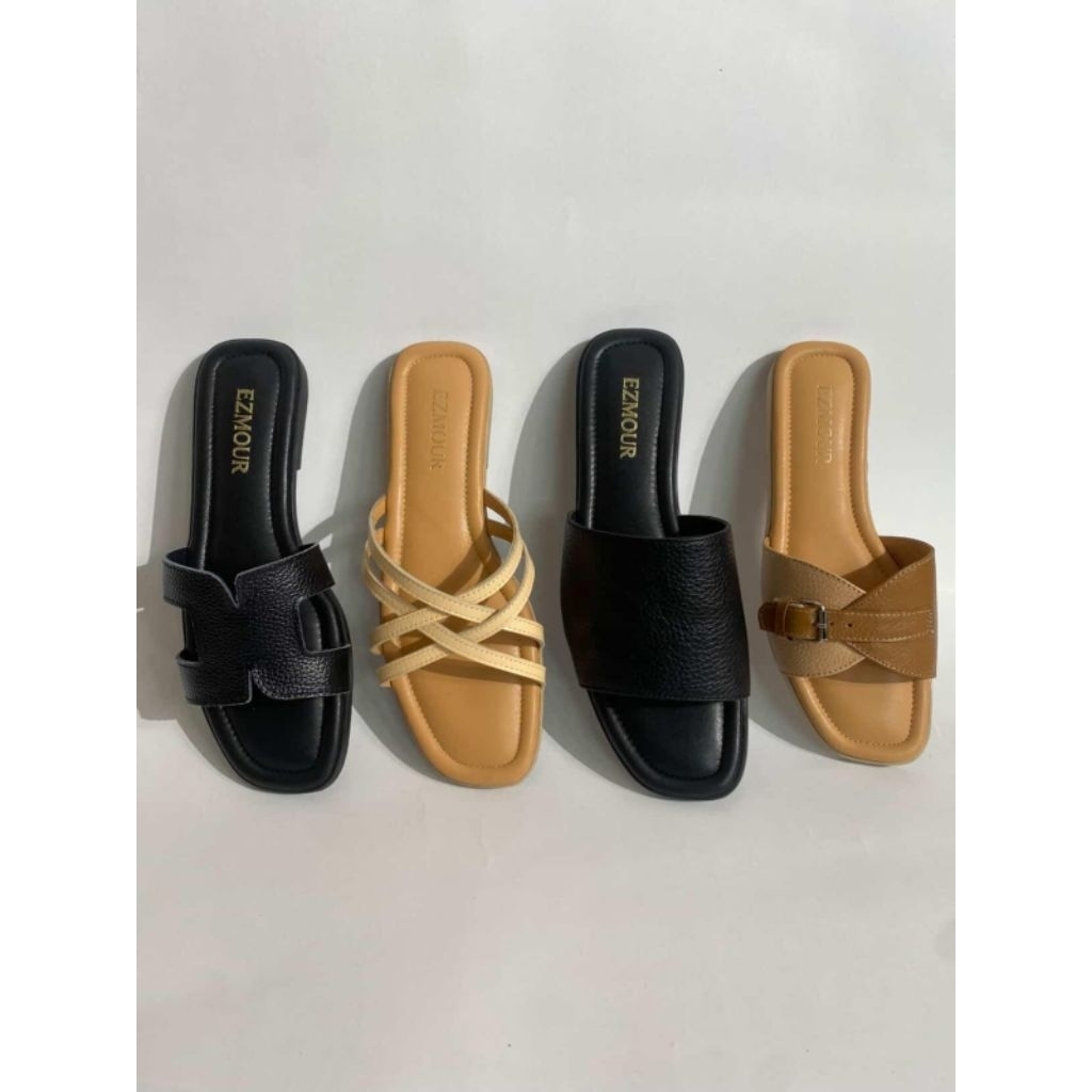 Ezmour Sandal Wanita Kulit Sapi Asli Model Elegan dan Nyaman untuk Harian