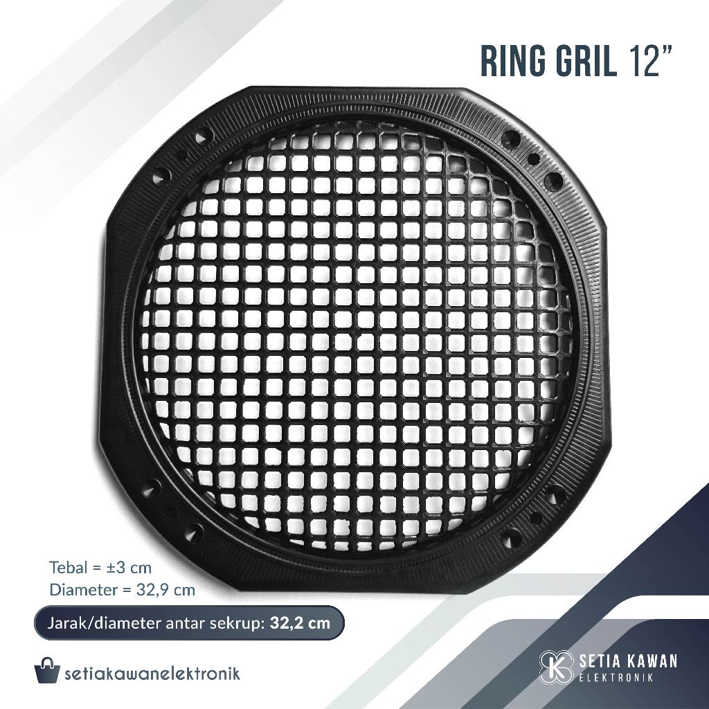 Ring Grill Speaker 12" NEW Plastik / Tutup Pelindung Box Salon Speaker 12 Inch NEW Model Segi 8
