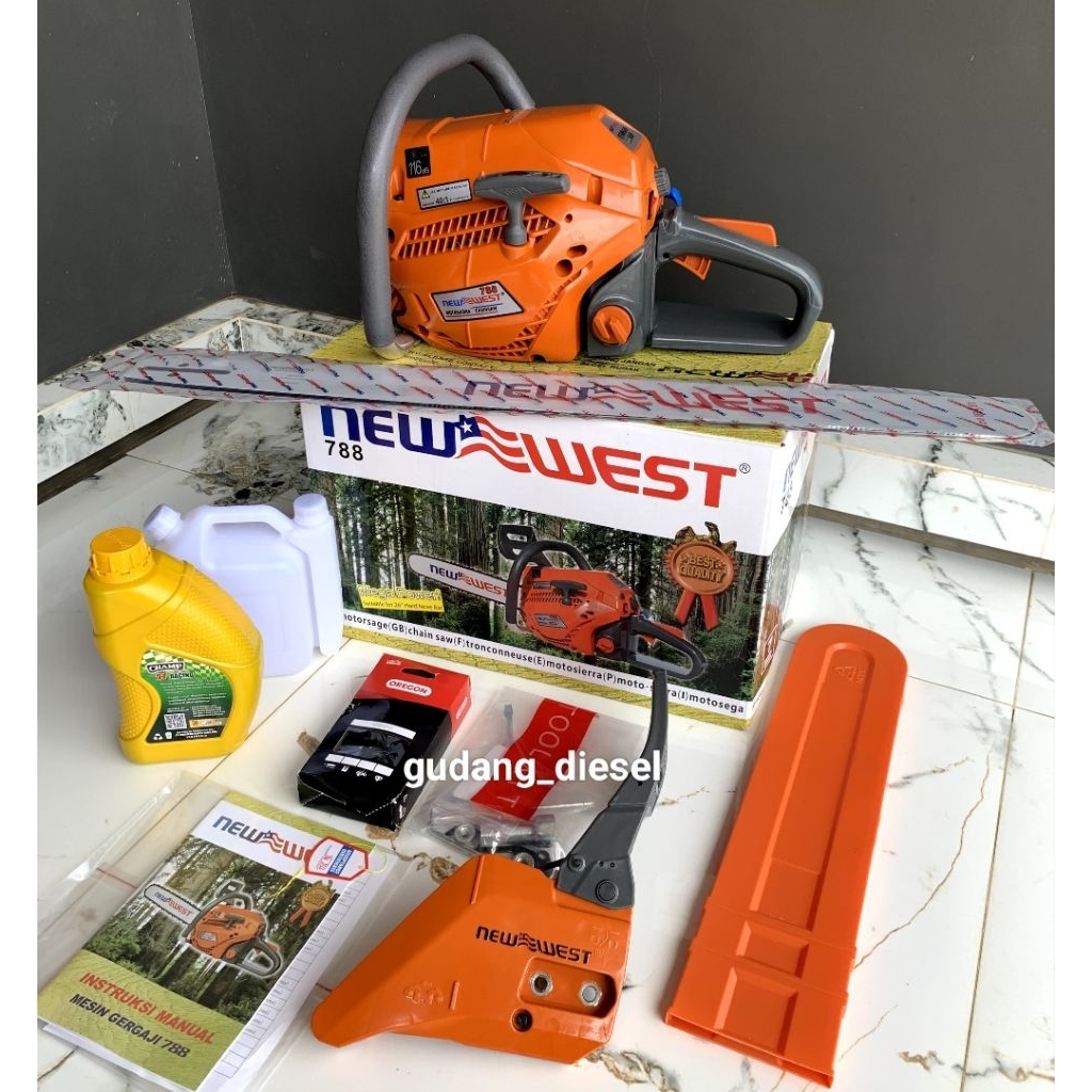 Chainsaw/Senso 788New West Original, Bar 26 inch Mata Rantai 44T Oregon